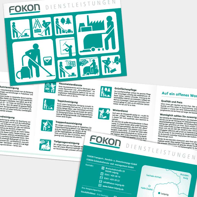 Image-Folder (DIN A5 quer) für die FOKON GmbH, Leipzig – Grafikdesign aus Leipzig