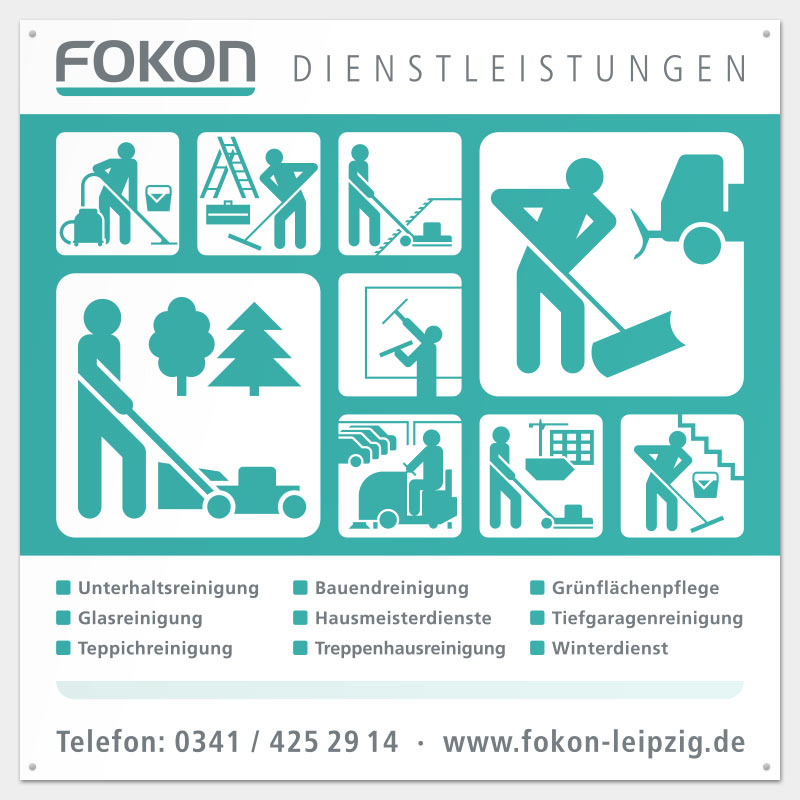 Schild für die FOKON GmbH, Leipzig – Corporate Design aus Leipzig