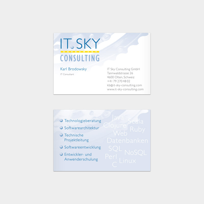 Visitenkarte für die IT.SKY Consulting GmbH, Olten/ Schweiz