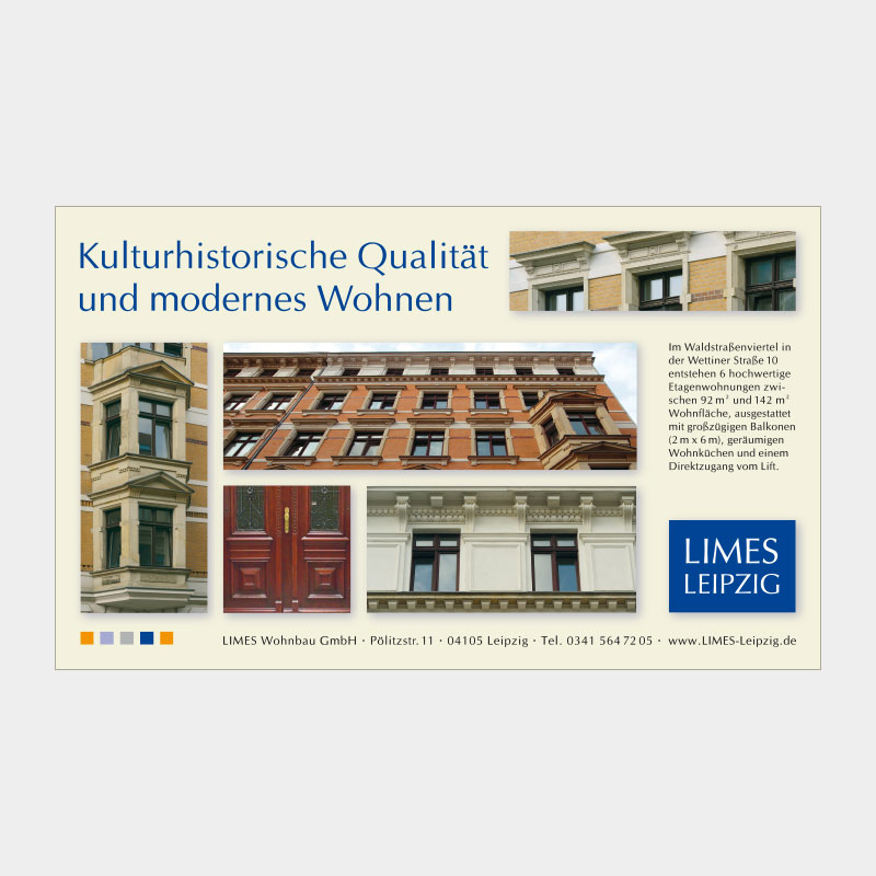 Anzeige in Fachzeitschrift für die LIMES Wohnbau GmbH, Leipzig