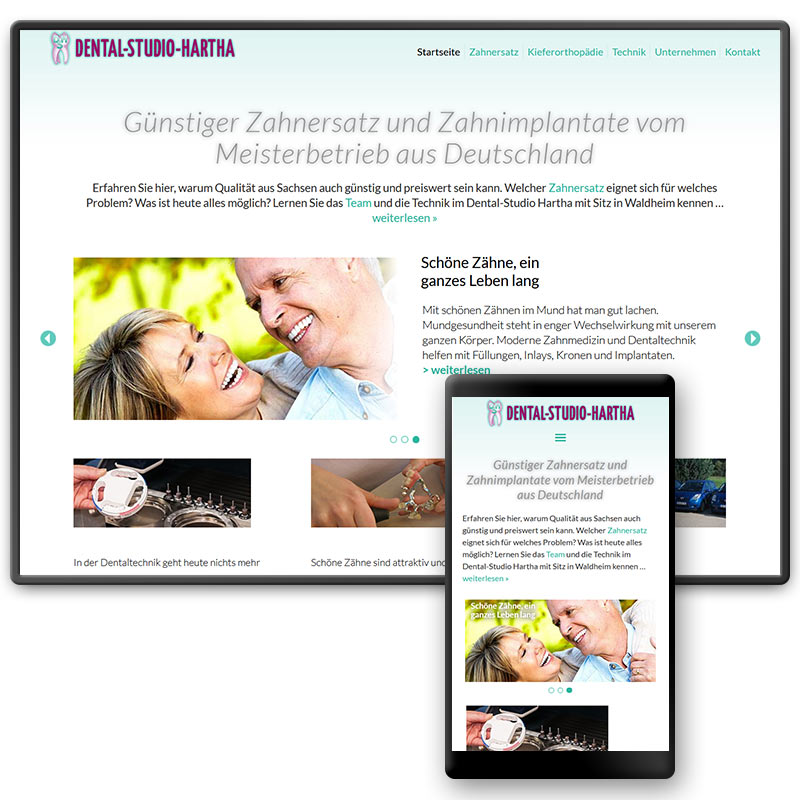 Responsive Website für den mittelständischen Zahntechnikanbieter Dental-Studio-Hartha in Waldheim | im Auftrag von Liebmann PR