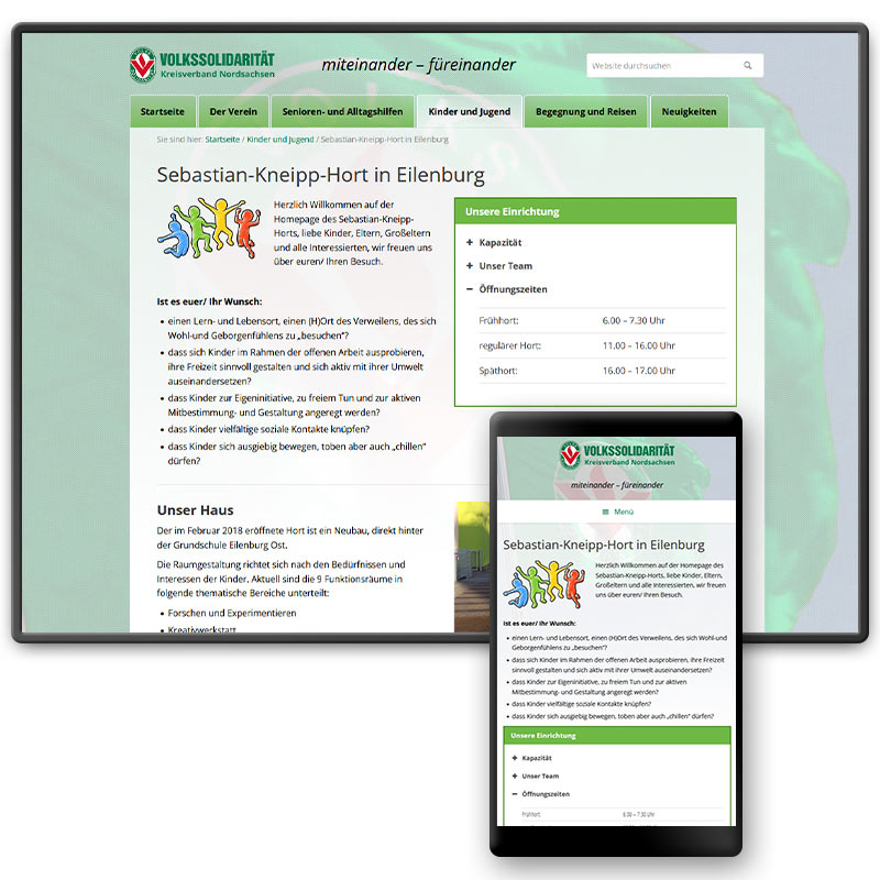 Website Volkssolidarität Nordsachsen – Webdesign aus Leipzig