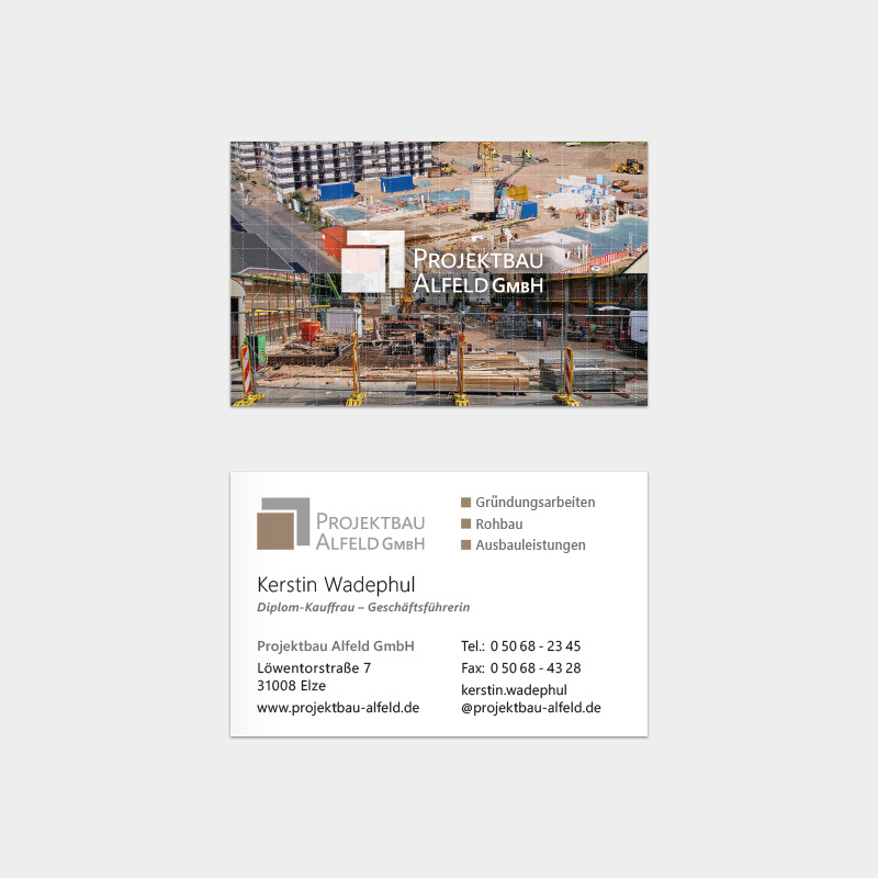 Visitenkarte für Projektbau Alfeld | im Auftrag von Liebmann PR – Corporate Design aus Leipzig