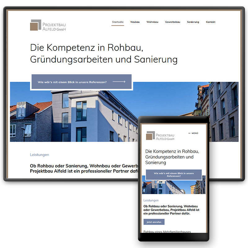 Website für Projektbau Alfeld in Elze | im Auftrag von Liebmann PR – Webdesign aus Leipzig