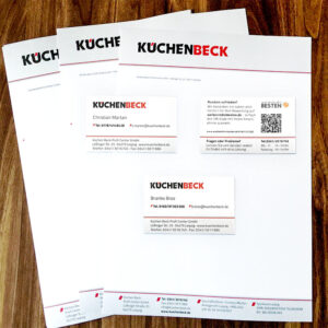 Geschäftsausstattung für die KüchenBeck GmbH, Leipzig: Briefbogen und Visitenkarten | im Auftrag von Liebmann PR, Leipzig – Corporate Design aus Leipzig