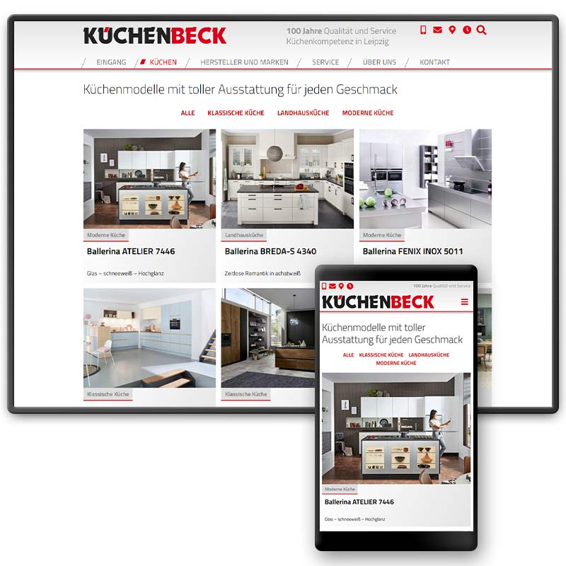 Website für die KüchenBeck GmbH, Leipzig | im Auftrag von Liebmann PR, Leipzig – Webesign aus Leipzig