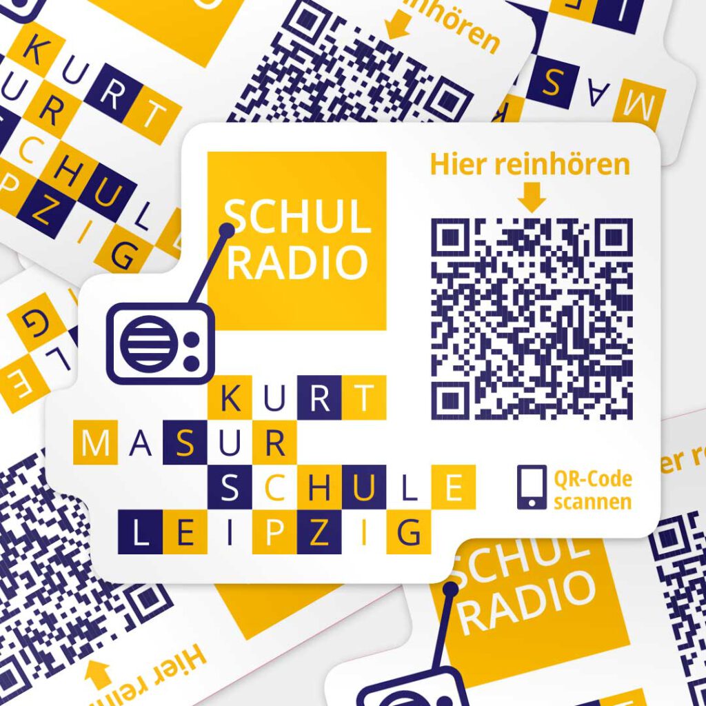 Schulradio-Aufkleber für die Kurt-Masur-Schule – Grafikdesign aus Leipzig