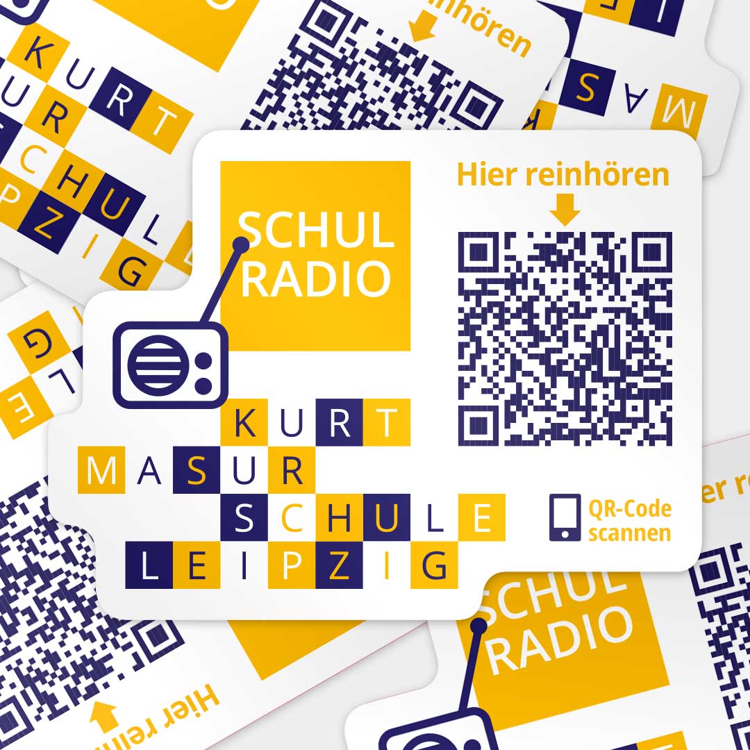 Schulradio-Aufkleber für die Kurt-Masur-Schule – Grafikdesign aus Leipzig
