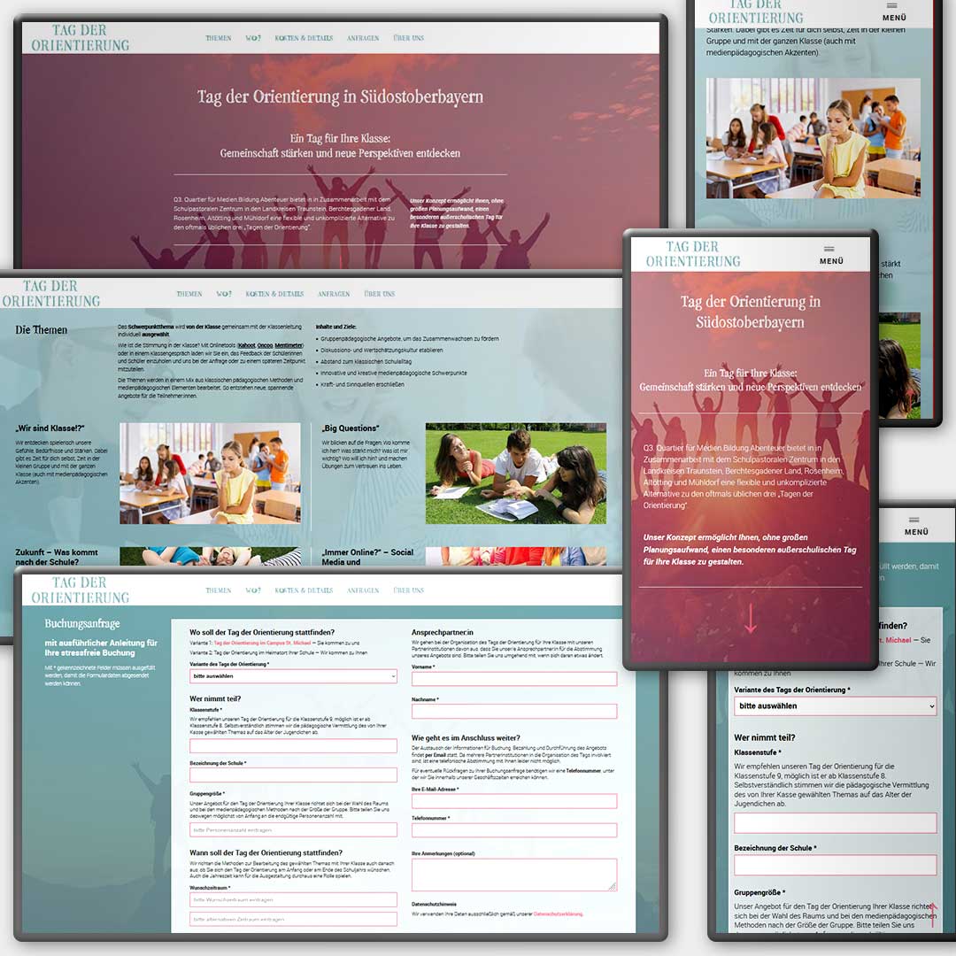 Website für ein Schulklassen-Kooperationsangebot der Q3. Quartier für Medien.Bildung.Abenteuer gemeinnützige mbH, Traunstein – Webdesign aus Leipzig